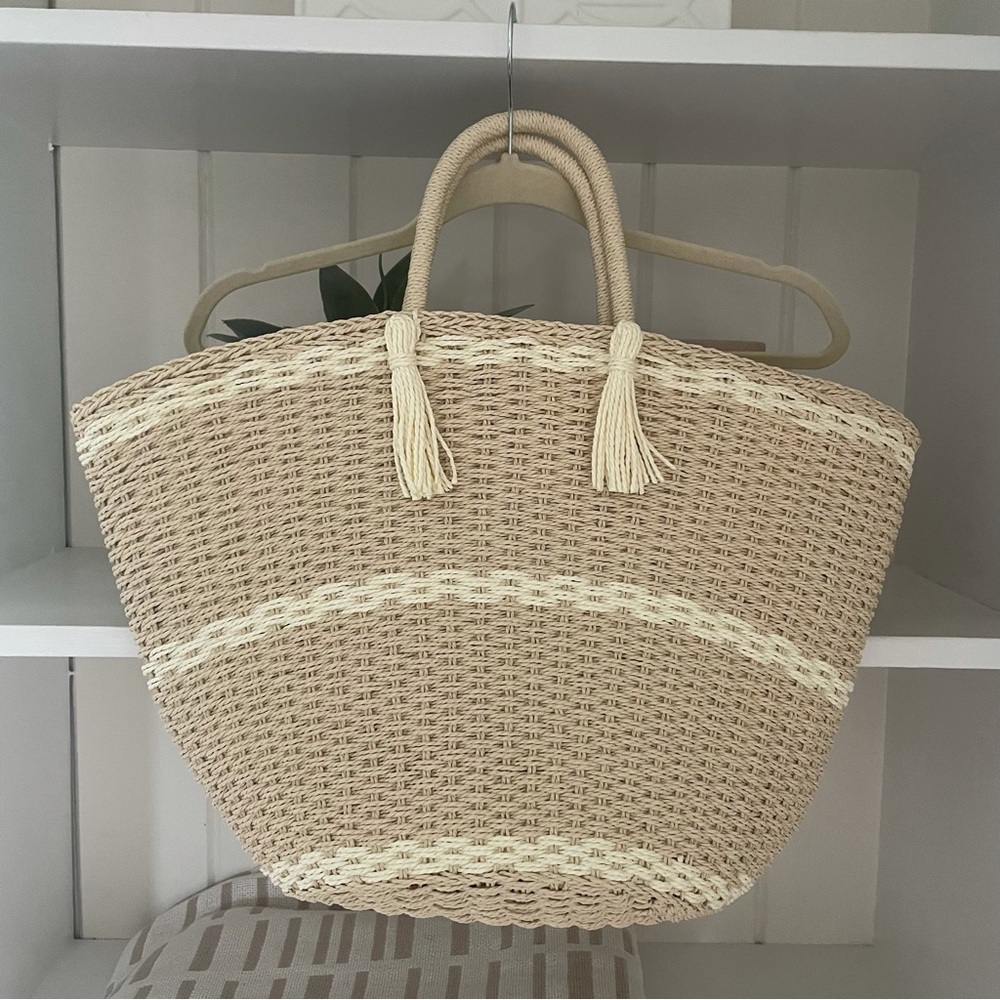 Hat Attack Large Soft Wicker Weave Tote Bag NWT